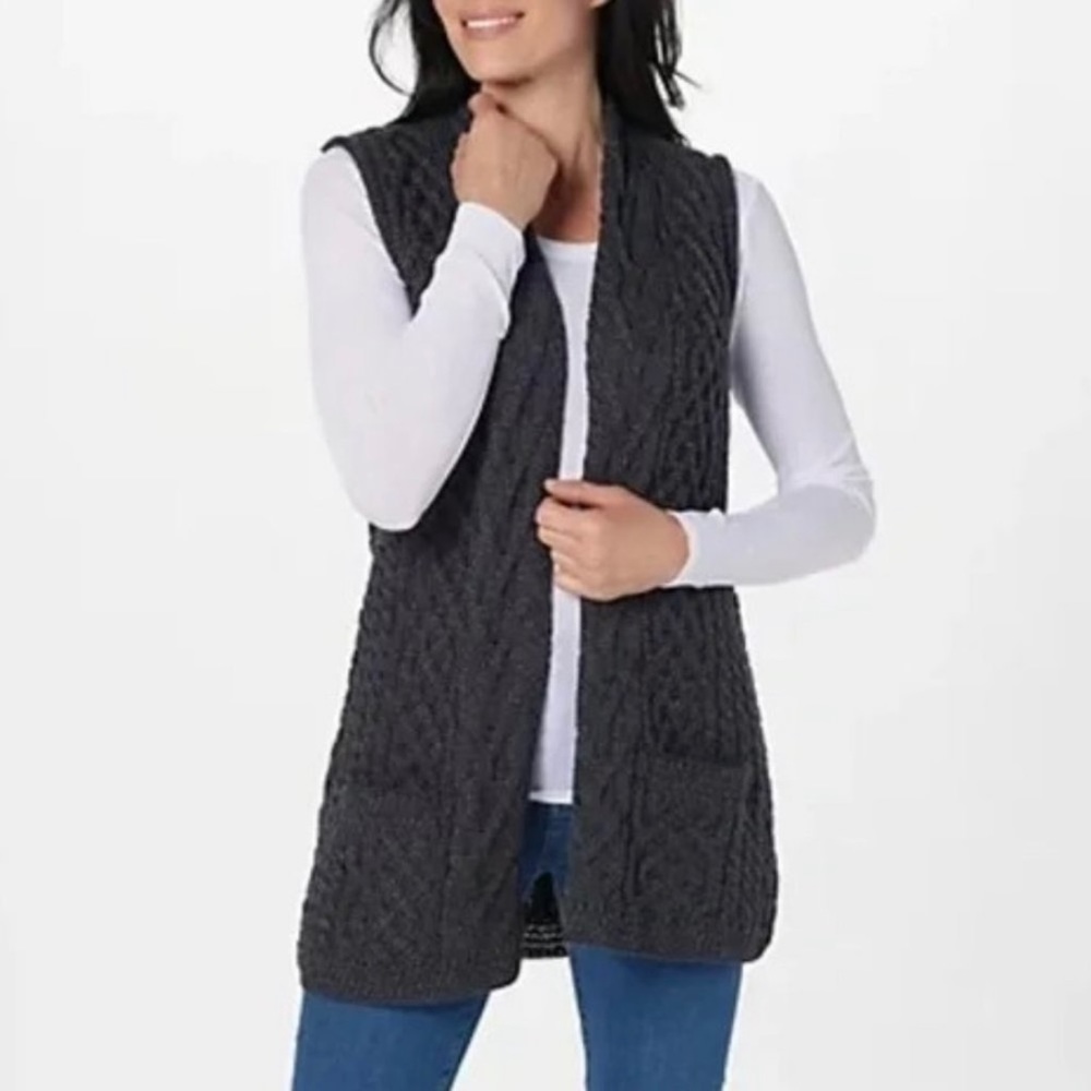 Kilronan Knitwear Ireland Merino Wool Long Sweater Vest XXL